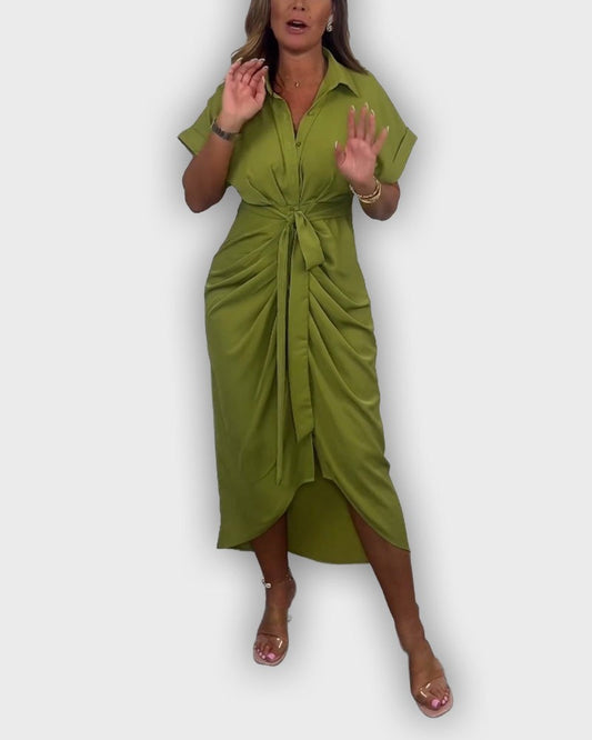 שמלת קתרין אלגנטית עם קו מותן מקופל