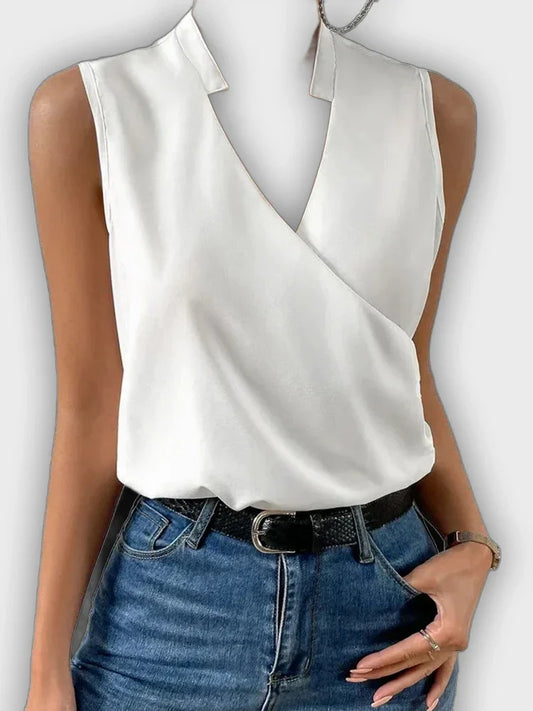 טופ קיץ צווארון V לנשים