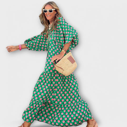 שמלת מקסי גיאומטרית אלגנטית לנוחות וסטייל