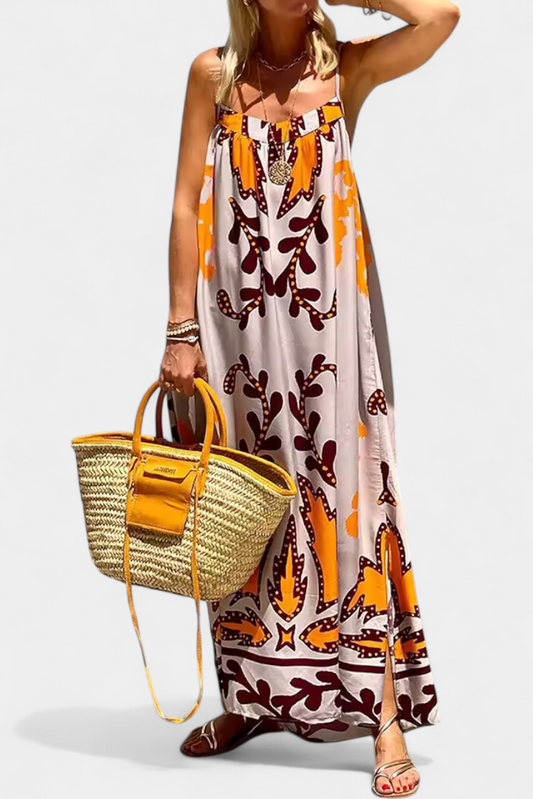 וילמה שמלה עם הדפס טרופי וגב פתוח