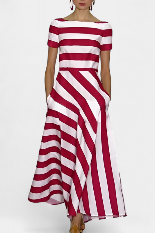 שמלות מקסי פסים עם חיתוך רך ונפילה זורמת