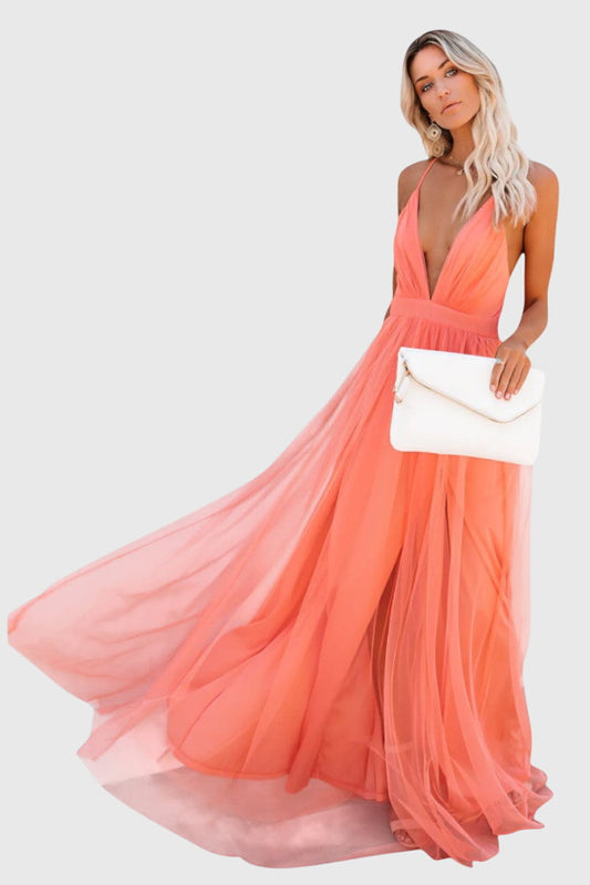 שמלת מקסי טול ללא שרוולים